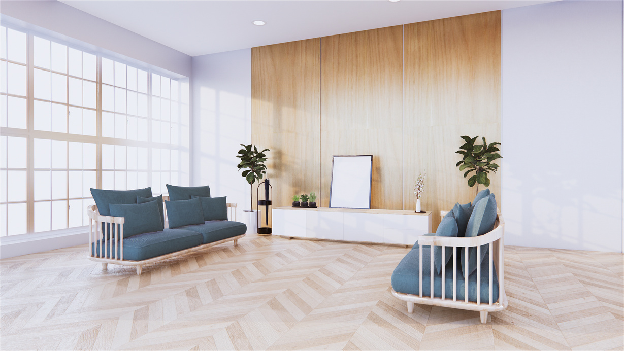 Living Room Interior with Wooden Floor